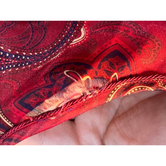 VTG Valerie Stevens Slip Dress Large Red Paisley Club Valentines Flaw - Picture 9 of 10